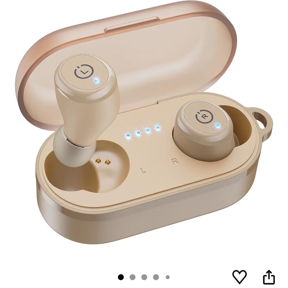 Sleek Beige Wireless Earbuds with Charging Case